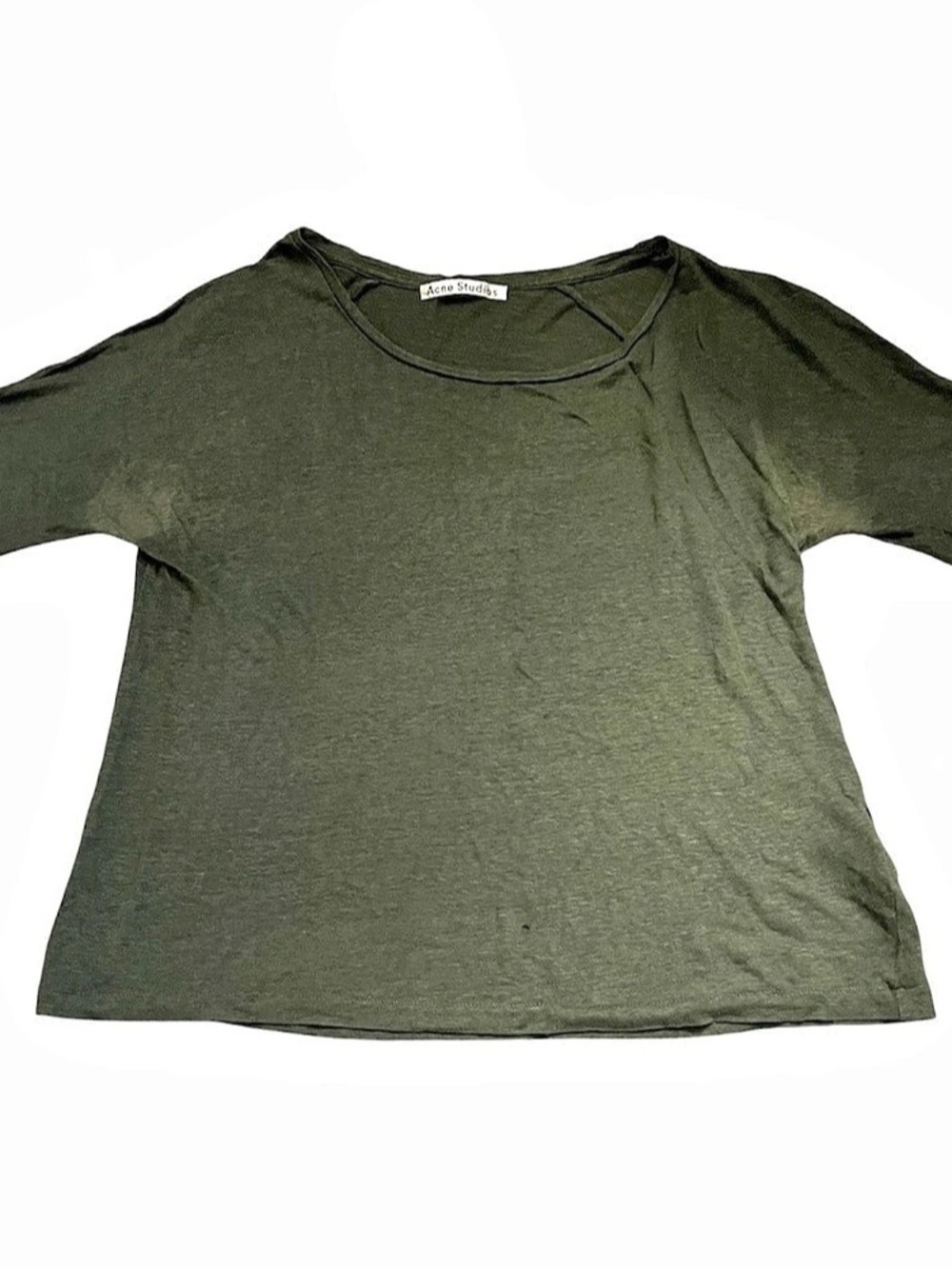 Acne Studios Nairobi Linen UW15 Linen Short Sleeve Tee in Green XS
